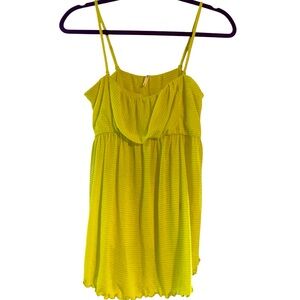 Free People Yellow Pinstripe Ruffle Top Size Small –Spaghetti Strap or Strapless